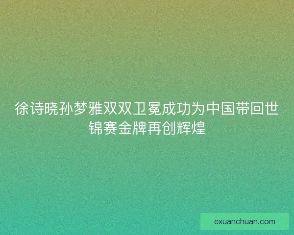 徐诗晓孙梦雅双双卫冕成功为中国带回世锦赛金牌再创辉煌