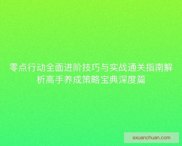零点行动全面进阶技巧与实战通关指南解析高手养成策略宝典深度篇